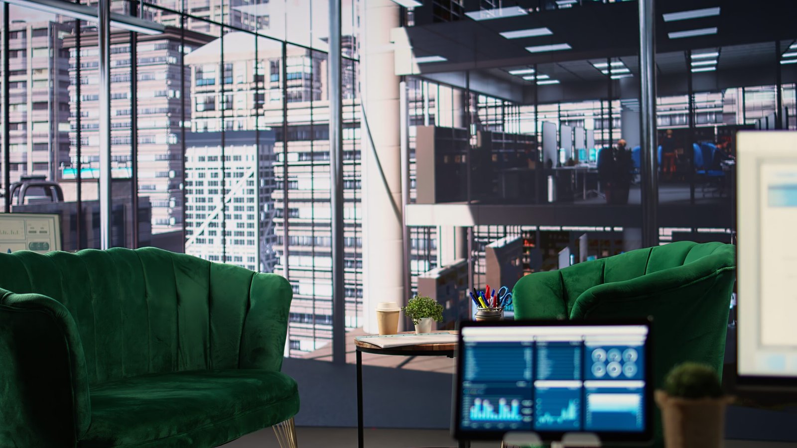 Modern workspace interior when you lease office near Aakriti Shantiniketan 143 with reliable power backup